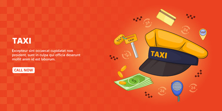 Taxi symbols horizontal concept. Cartoon illustration of taxi symbols banner horizontal vector for webのイラスト素材