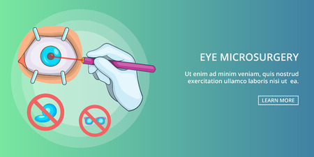 Eye microsurgery horizontal concept. Cartoon illustration of eye microsurgery banner horizontal vector for webのイラスト素材