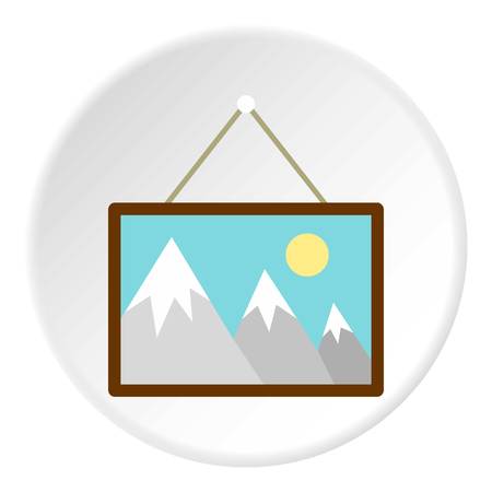 Picture hanging an wall icon in flat circle isolated vector illustration for webのイラスト素材