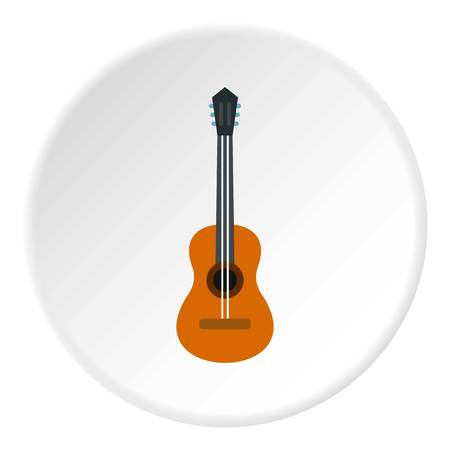 Guitar icon in flat circle isolated vector illustration for webのイラスト素材