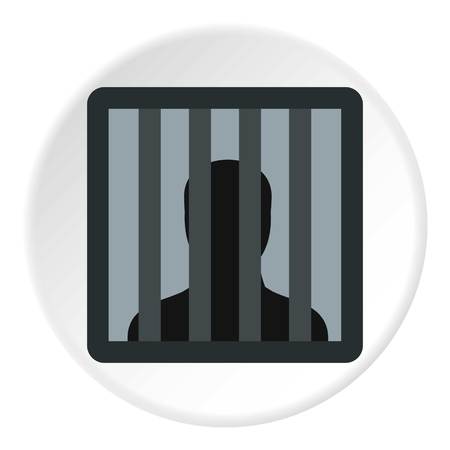 Male behind bars in prison icon in flat circle isolated vector illustration for webのイラスト素材