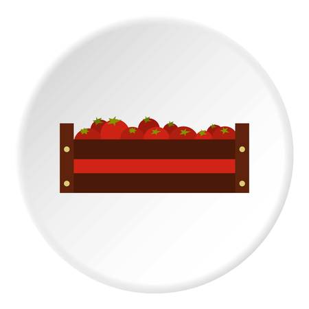 Fresh vegetables in a box icon in flat circle isolated vector illustration for webのイラスト素材