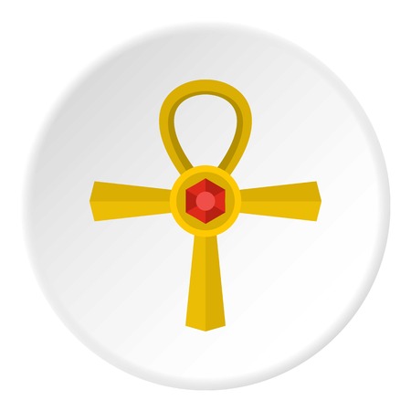 Golden Ankh symbol icon circleのイラスト素材