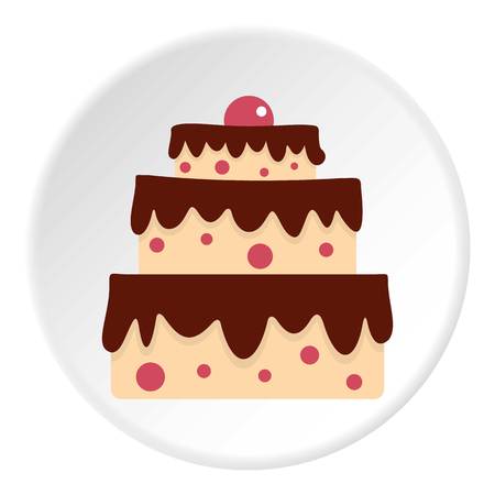 Cake icon in flat circle isolated vector illustration for web