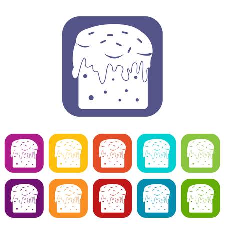 Easter cake icons set flatのイラスト素材
