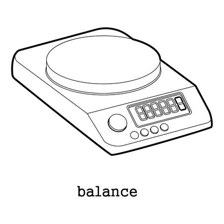 Electric weighing scales icon outline illustration, isolated.のイラスト素材