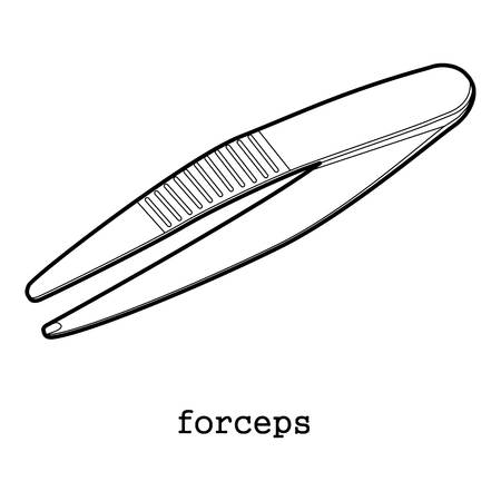 Surgical forceps icon outline illustration.のイラスト素材
