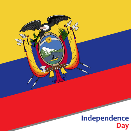 Ecuador independence day with flag vector illustration for webのイラスト素材
