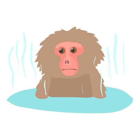 Monkey bathe icon, cartoon styleのイラスト素材