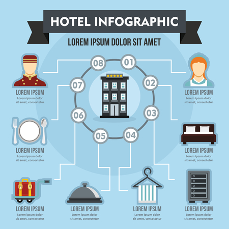 Hotel infographic concept, flat style.のイラスト素材