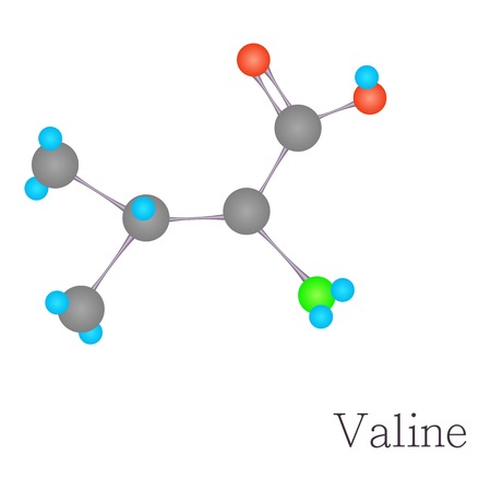 Valine 3D molecule chemical science, cartoon styleのイラスト素材