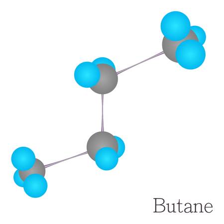 Butane 3D molecule chemical science, cartoon styleのイラスト素材