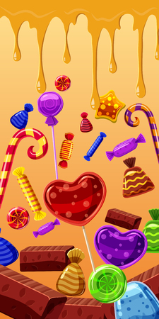 Sweets cakes banner vertical, cartoon styleのイラスト素材