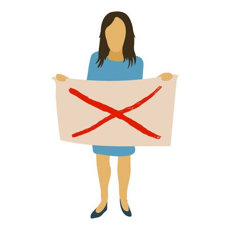 Riot of woman icon, cartoon styleのイラスト素材