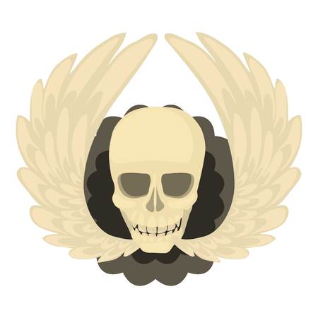 Skull with wings icon, cartoon styleのイラスト素材