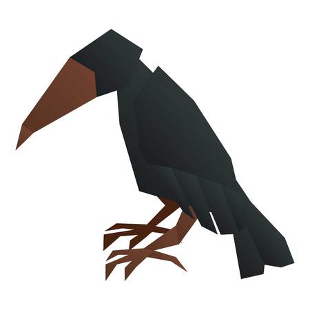 Origami crow icon, cartoon styleのイラスト素材