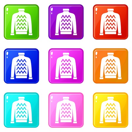 Men sweater icons of 9 color set isolated vector illustrationのイラスト素材