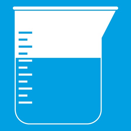 Measuring cup icon white isolated on blue background vector illustrationのイラスト素材