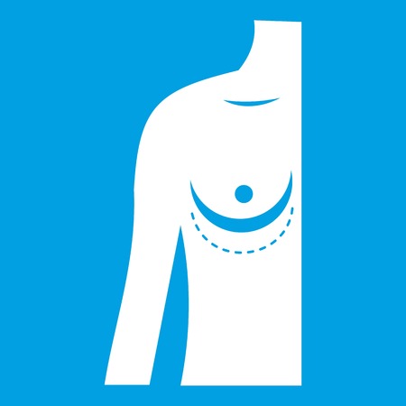 Breast implant surgery. icon whiteのイラスト素材