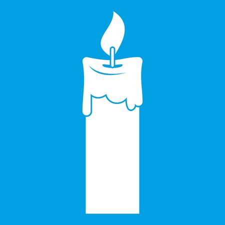 Candle icon white isolated on blue background vector illustrationのイラスト素材