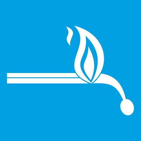 Burning match icon white isolated on blue background vector illustrationのイラスト素材