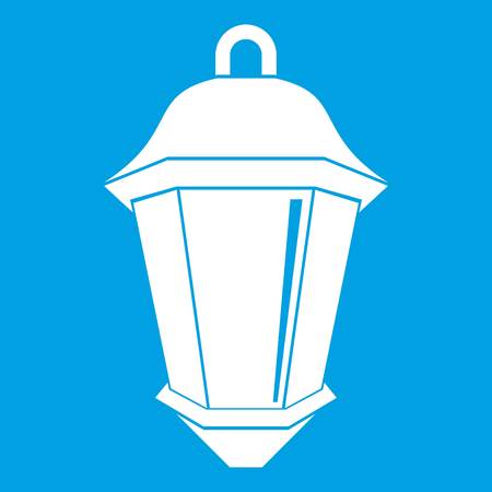 Street light icon white isolated on blue background vector illustrationのイラスト素材