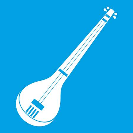 Indian guitar icon white isolated on blue background vector illustrationのイラスト素材