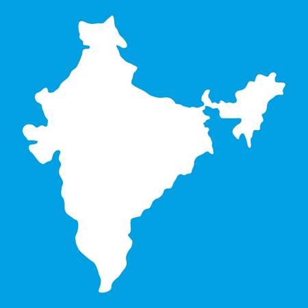 Indian map icon white isolated on blue background vector illustrationのイラスト素材