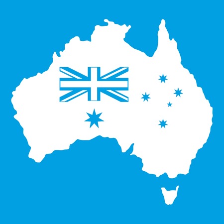 Australia icon white isolated on blue background vector illustrationのイラスト素材