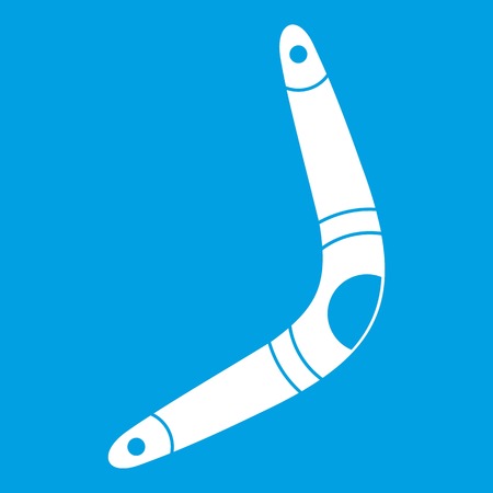 Boomerang icon white isolated on blue background vector illustrationのイラスト素材