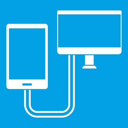 Connection phone icon whiteのイラスト素材