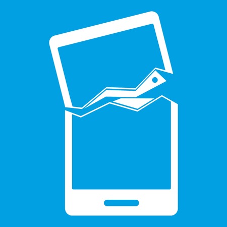 Broken phone icon whiteのイラスト素材