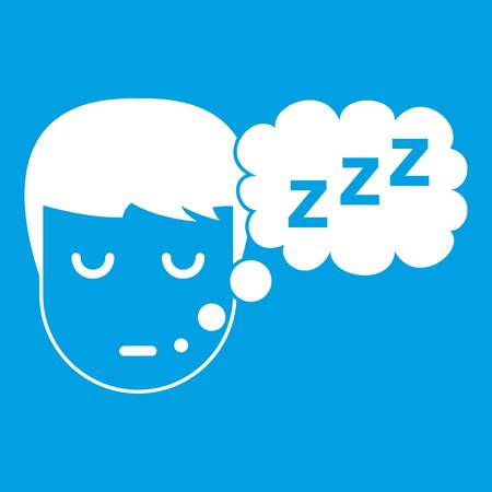 Boy head with speech bubble icon whiteのイラスト素材