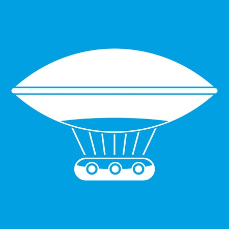 Hot air balloon with gondola basket icon whiteのイラスト素材