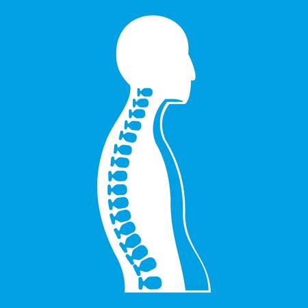 Human spine icon white isolated on blue background vector illustrationのイラスト素材