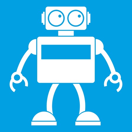 Android robot icon white isolated on blue background vector illustrationのイラスト素材