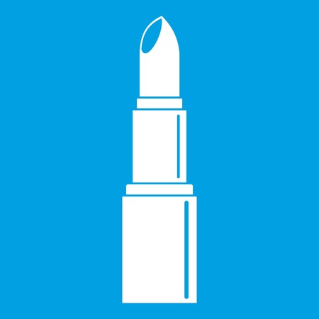 Lipstick icon white isolated on blue background vector illustrationのイラスト素材