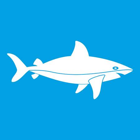 Shark fish icon white isolated on blue background vector illustrationのイラスト素材