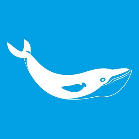 Whale icon white isolated on blue background vector illustrationのイラスト素材