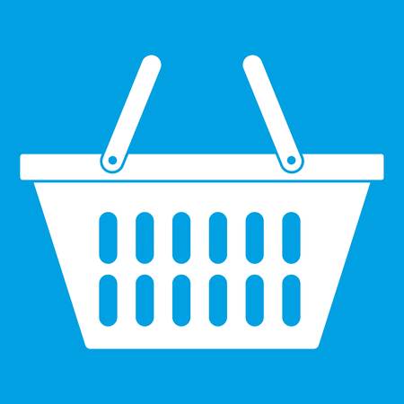 Plastic shopping basket icon white isolated on blue background vector illustrationのイラスト素材