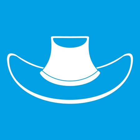 Cowboy hat icon white isolated on blue background vector illustrationのイラスト素材