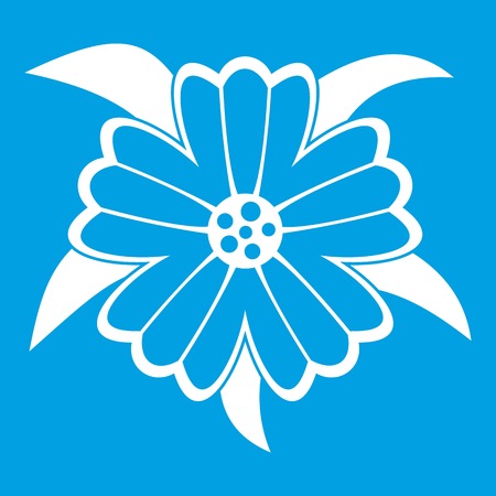 Flower icon white isolated on blue background vector illustrationのイラスト素材