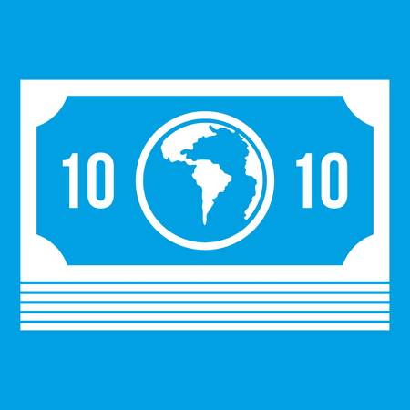 Money stack icon white isolated on blue background vector illustrationのイラスト素材