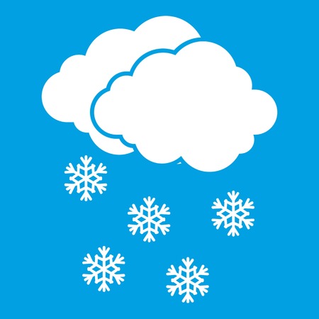 Cloud and snowflakes icon white isolated on blue background vector illustrationのイラスト素材