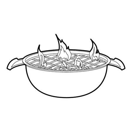 Barbecue icon in outline style isolated on white vector illustrationのイラスト素材