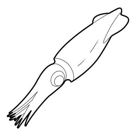 Squid icon in outline style isolated on white vector illustrationのイラスト素材