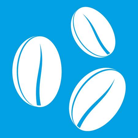 Coffee beans icon white isolated on blue background vector illustrationのイラスト素材