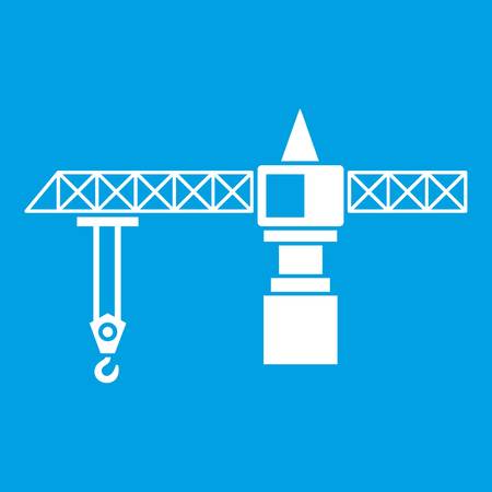 Crane icon white isolated on blue background vector illustrationのイラスト素材