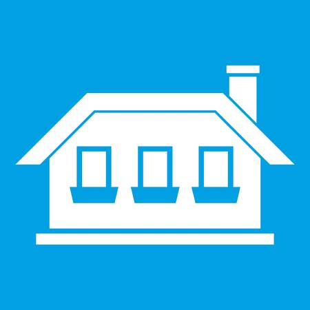 One-storey house with three windows icon whiteのイラスト素材
