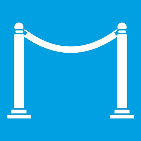 Decorative poles with tape icon white isolated on blue background vector illustrationのイラスト素材